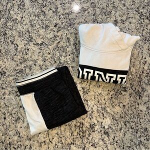 Victoria’s Secret PINK Women’s Size XS Black & White Hoodie & Joggers Sweat Set